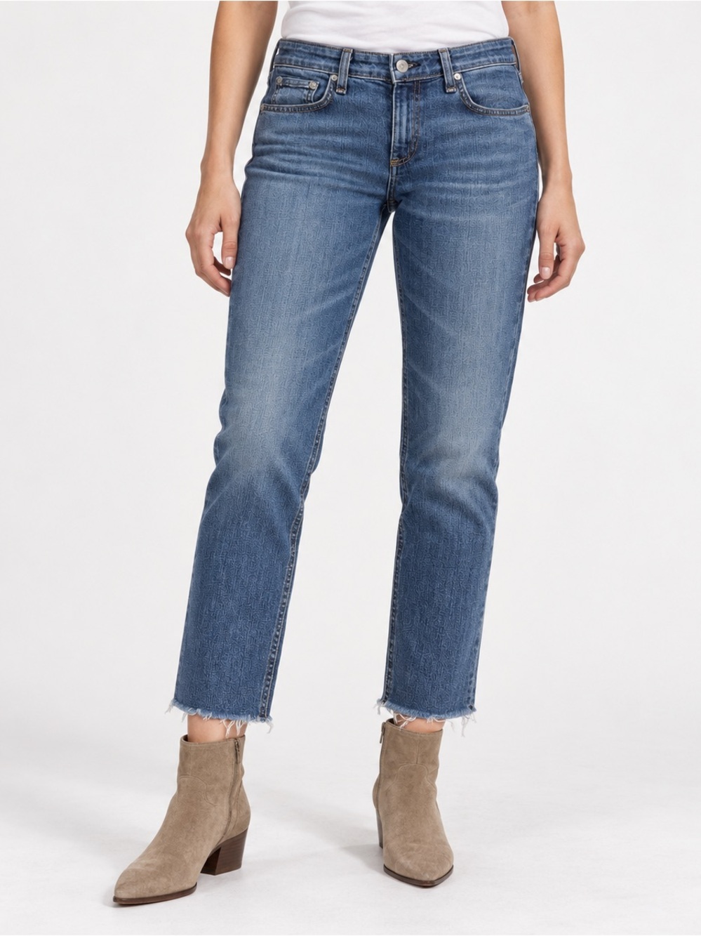Rag & Bone Dre Slim Boyfriend Jeans 26 Mariposa Blue Low Rise Raw Hem